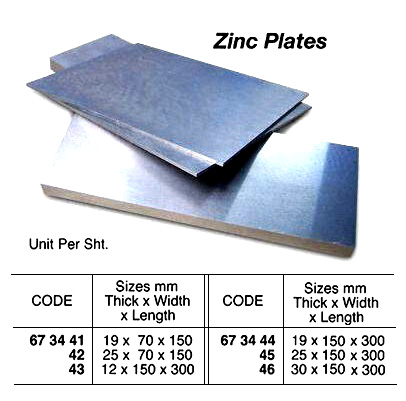 ZINC PLATE 25 x 150 x 300 MM | (2009-3)