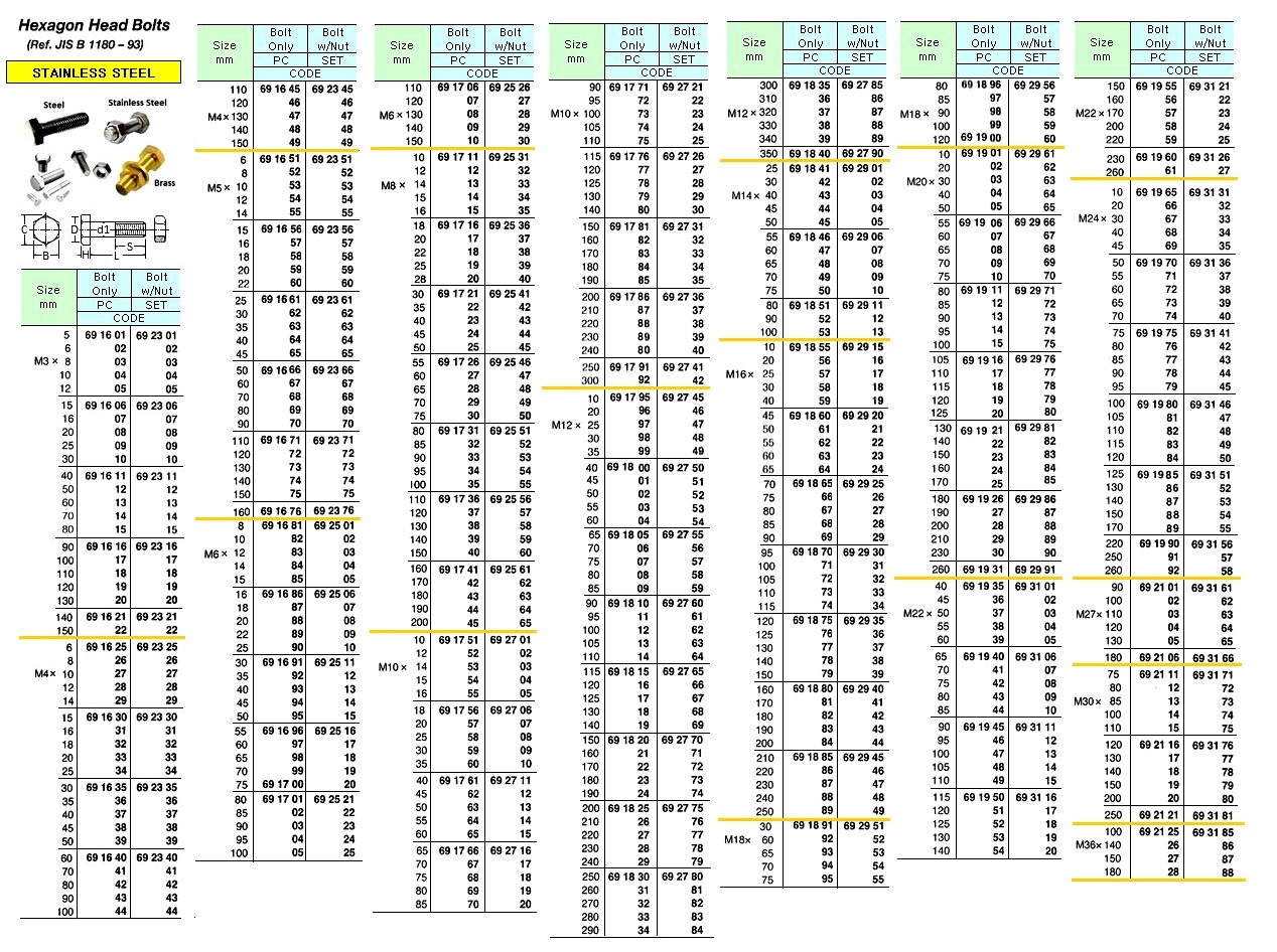 HEX. HEAD BOLT ONLY, ST.STEEL . M4 x 20 MM