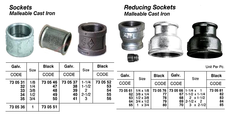 SOCKET, SCREWED, MALLEABLE CAST IRON, BLACK, 3