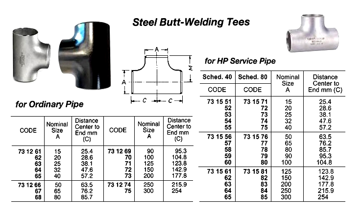 STEEL BUTT-WELDING TEE, SGP, 20 A | (2009-8)