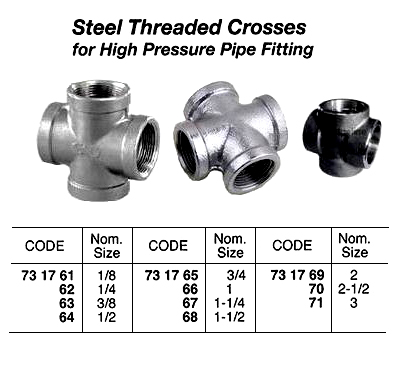 STEEL THREADED CROSS, H.P. 1/8