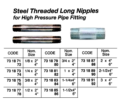 STEEL THREADED LONG NIPPLE, H.P. 3/4 x 4" | (2014-6)