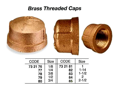 BRASS THREADED CAP, 1/8