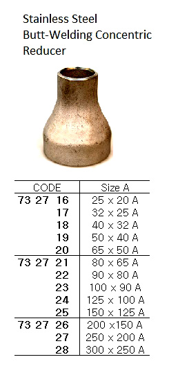 ST.STEEL BUTT-WELDING CONCENTRIC REDUCER, SCH-10, 80A x 65A