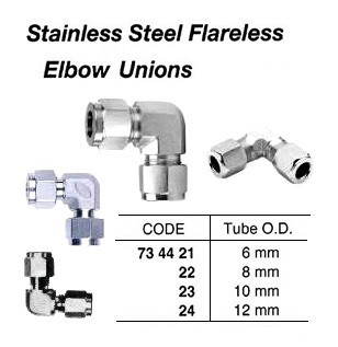 ST.STEEL FLARELESS ELBOW UNION THREADED, 10 MM | (2016-11)